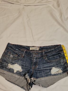 Charlotte Russe Dark Blue Distressed Denim Cutoff Shorts